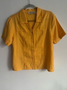 Selene Sport Yellow Women’s Linen Blend Blouse Size M